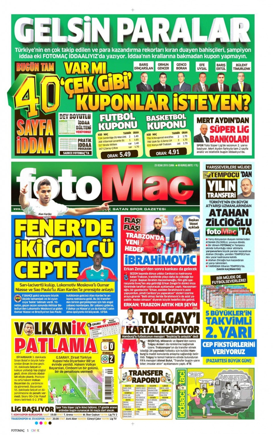23 Ocak 2015 5 gazete manşetleri 23