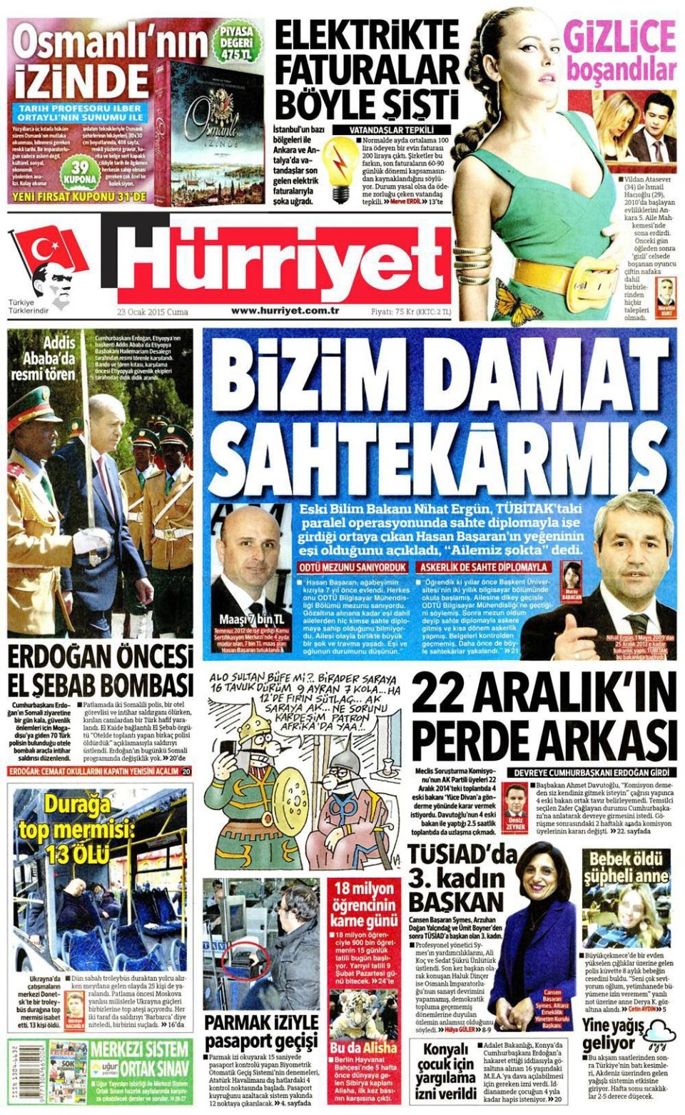 23 Ocak 2015 5 gazete manşetleri 8
