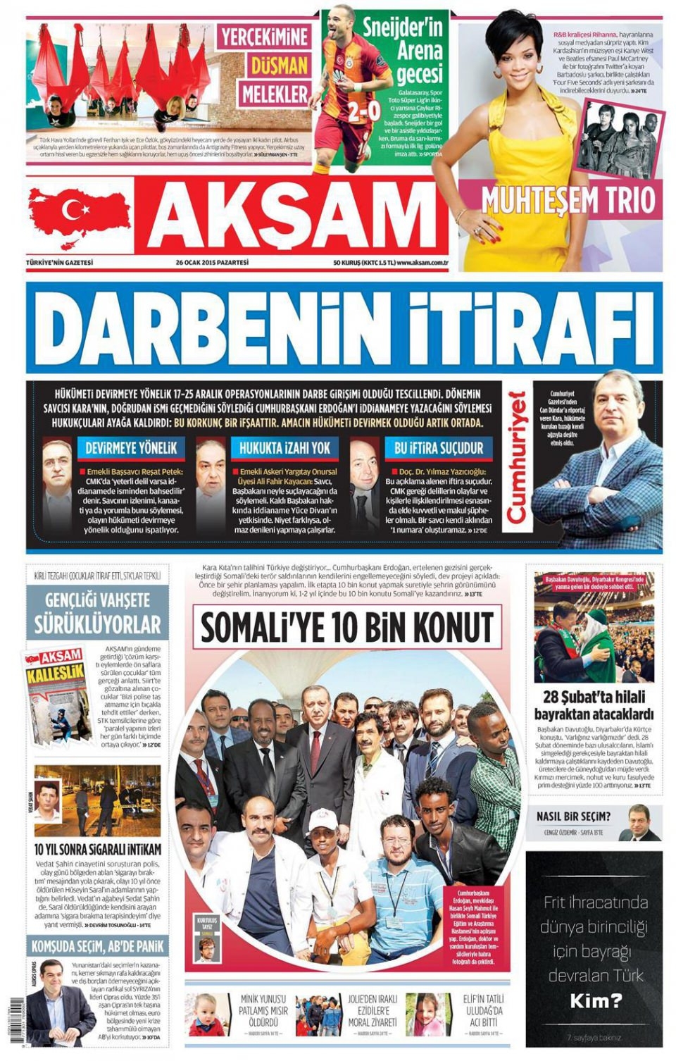 26 Ocak 2015 gazete manşetleri 1