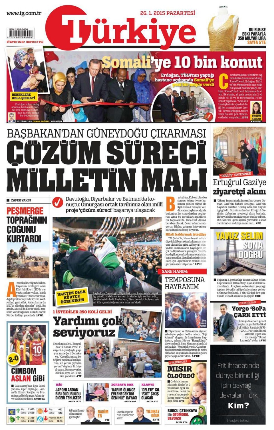 26 Ocak 2015 gazete manşetleri 15