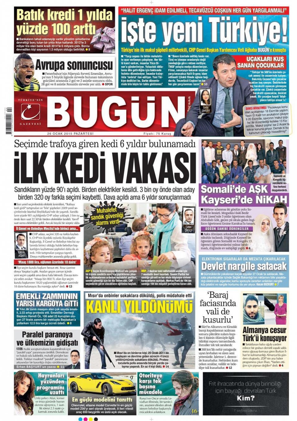 26 Ocak 2015 gazete manşetleri 2