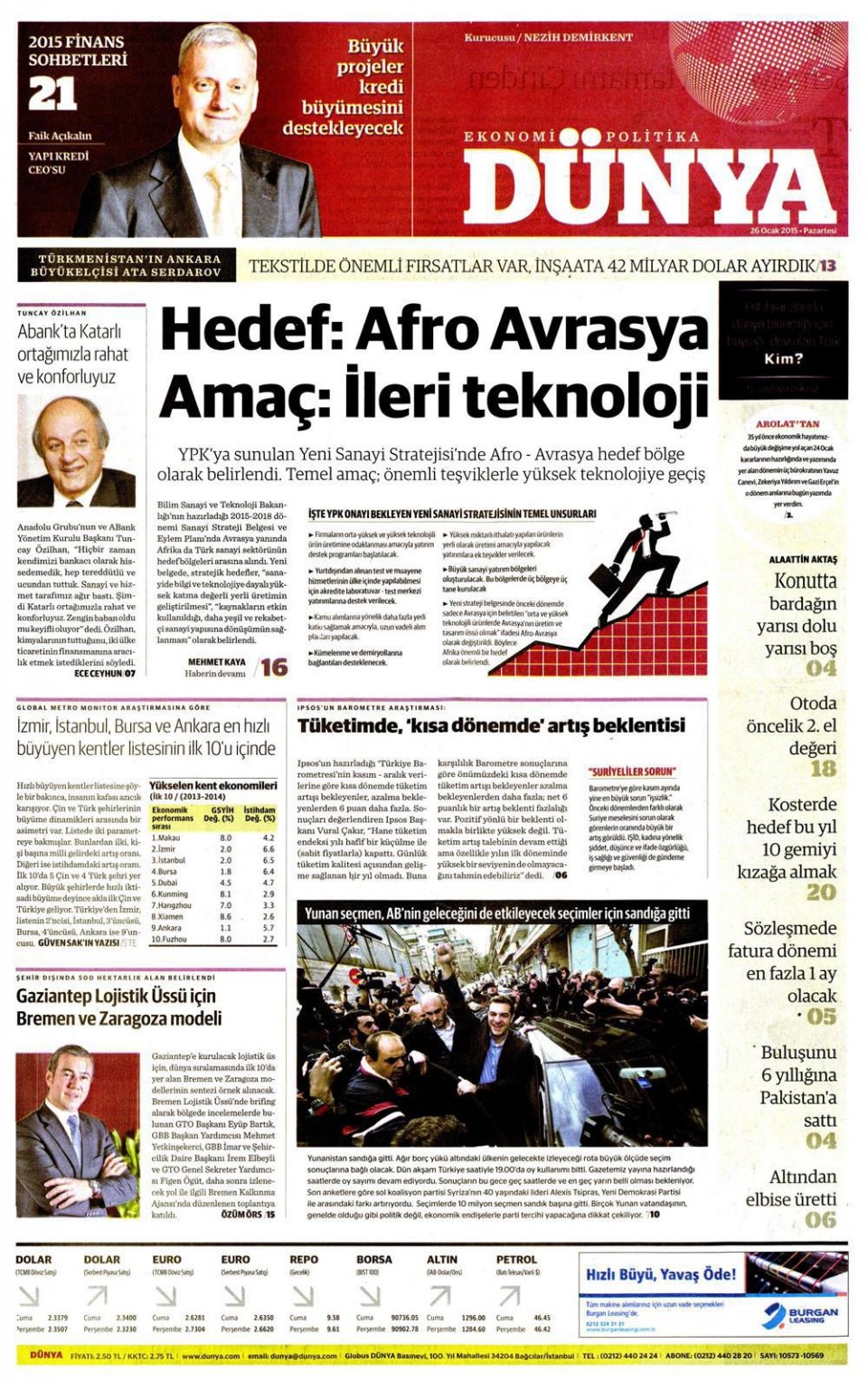 26 Ocak 2015 gazete manşetleri 24