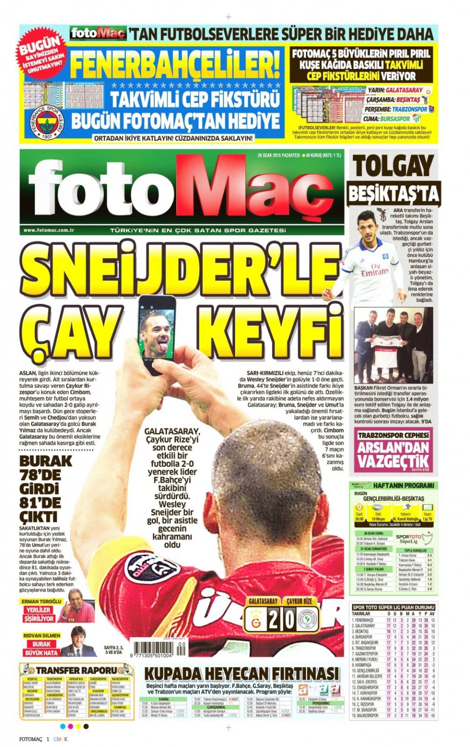 26 Ocak 2015 gazete manşetleri 26