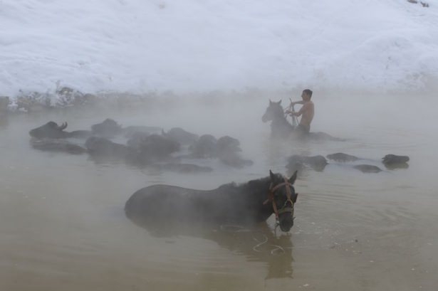 Dondurucu soğukta kaplıca keyfi 9