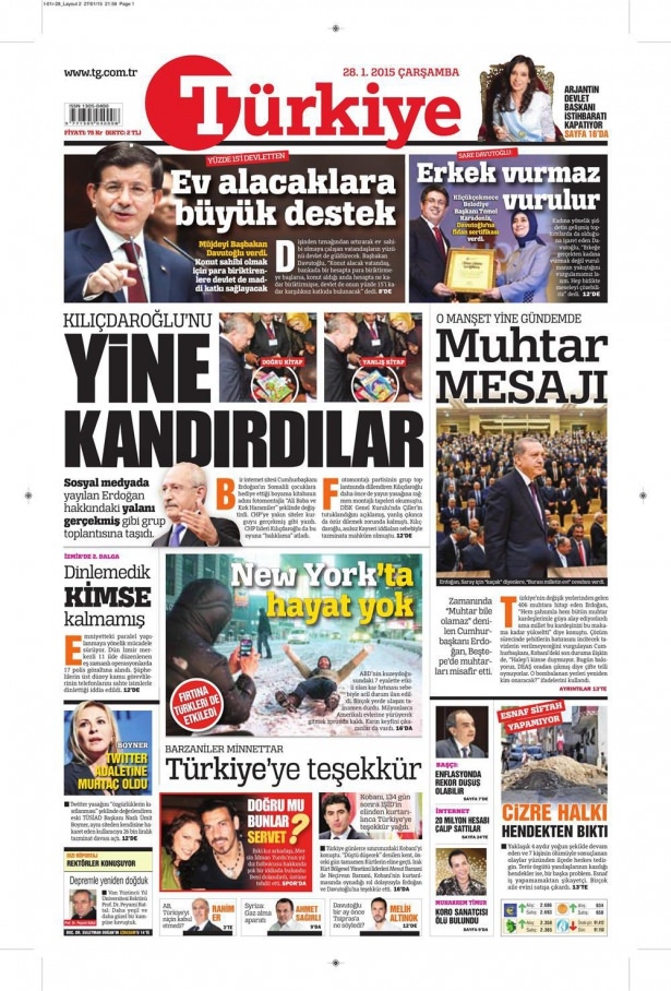 28 Ocak 2015 gazete manşetleri 15