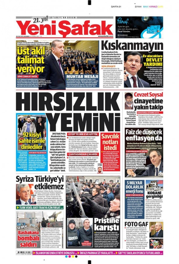 28 Ocak 2015 gazete manşetleri 18