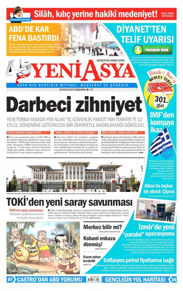 28 Ocak 2015 gazete manşetleri 27