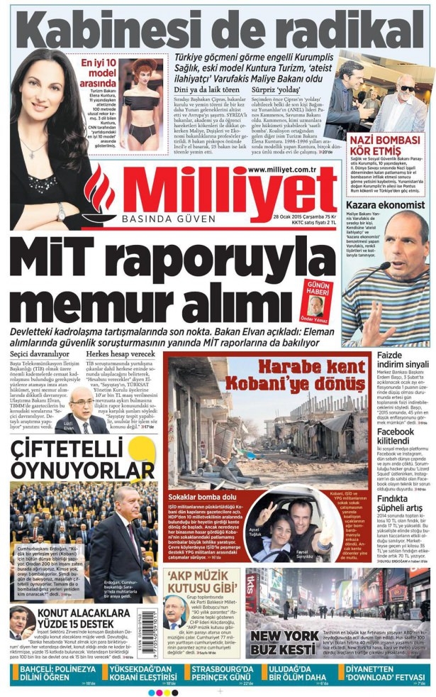 28 Ocak 2015 gazete manşetleri 8