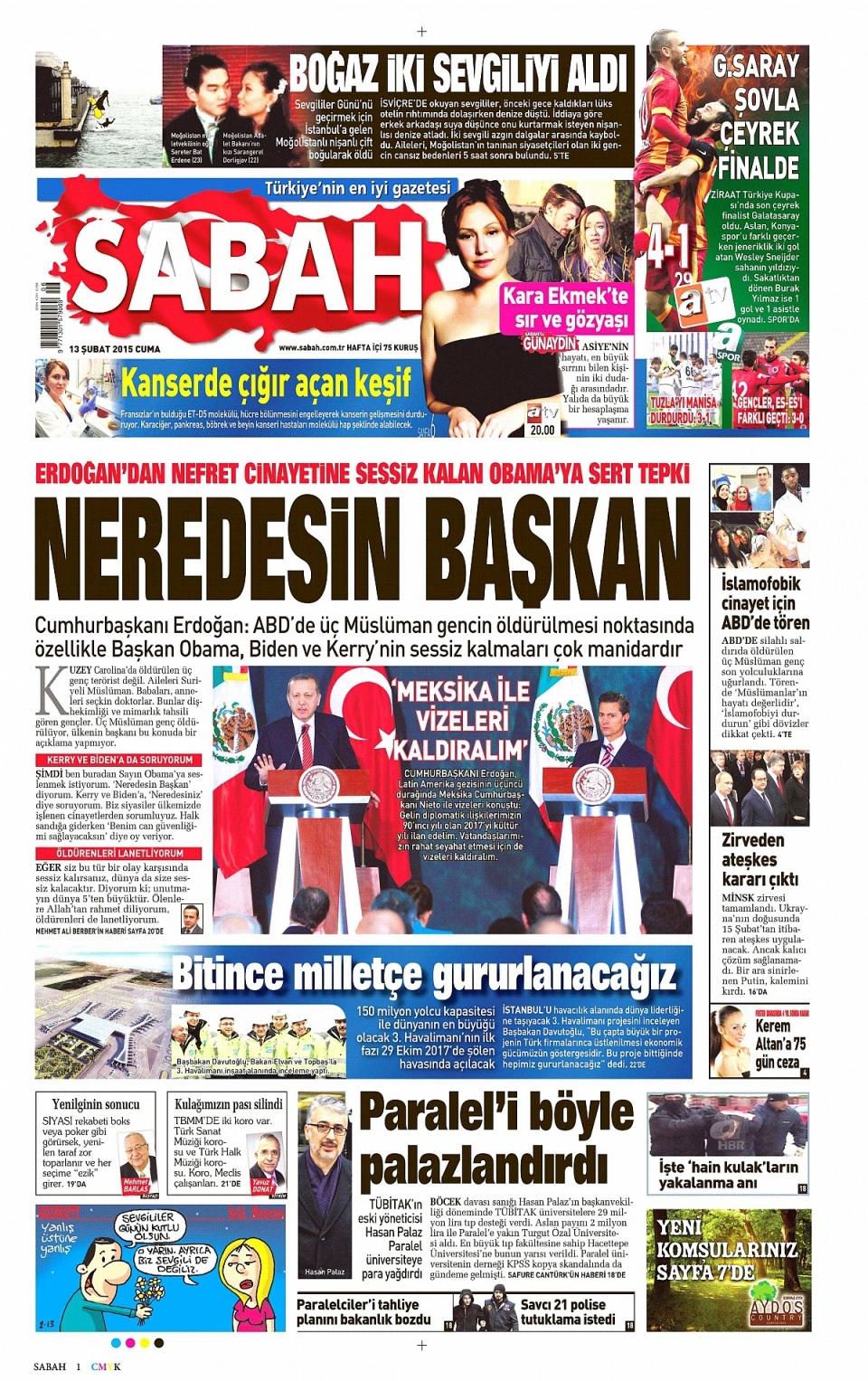 13 Şubat 2015 gazete manşetleri 10