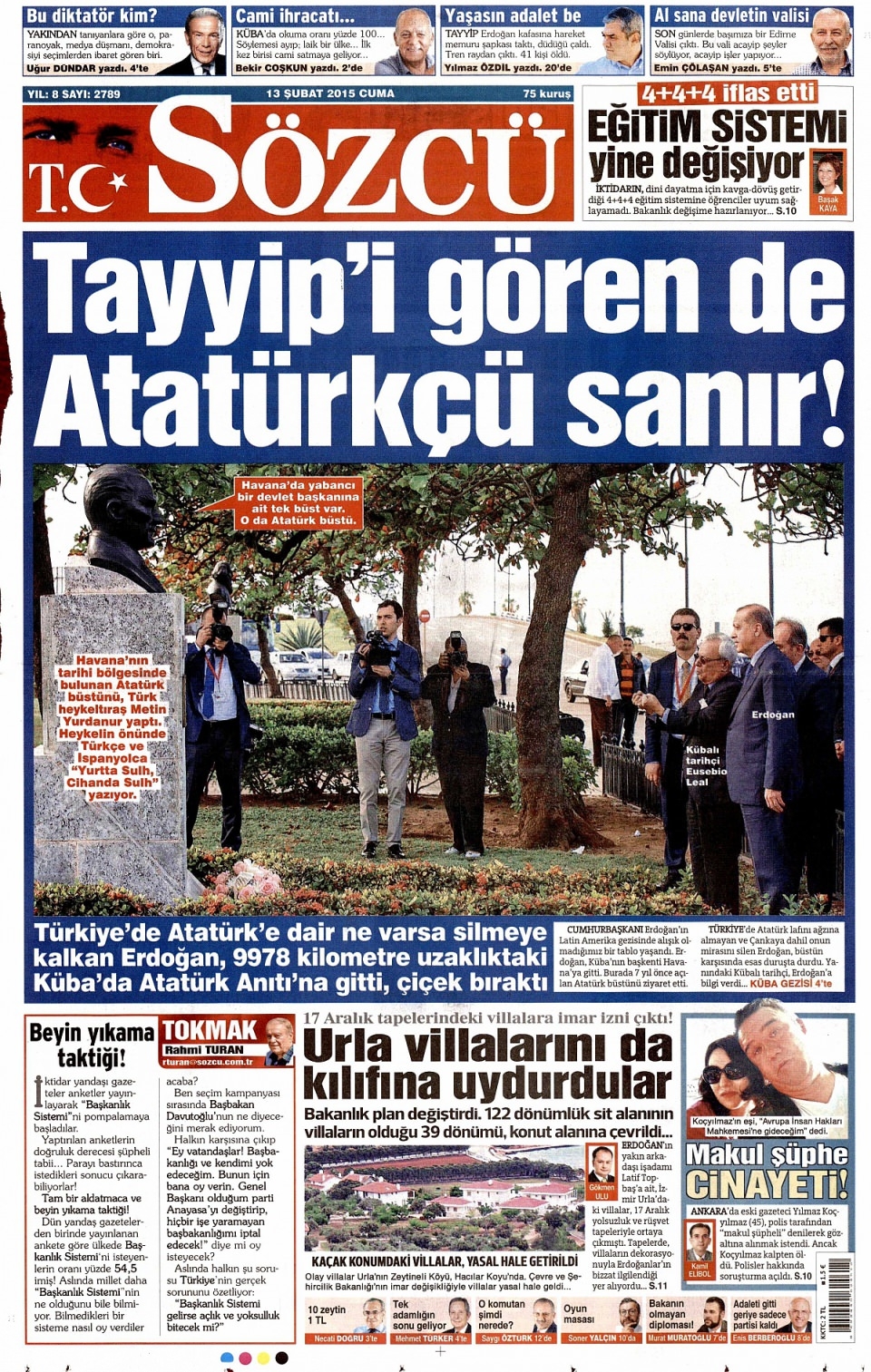 13 Şubat 2015 gazete manşetleri 11