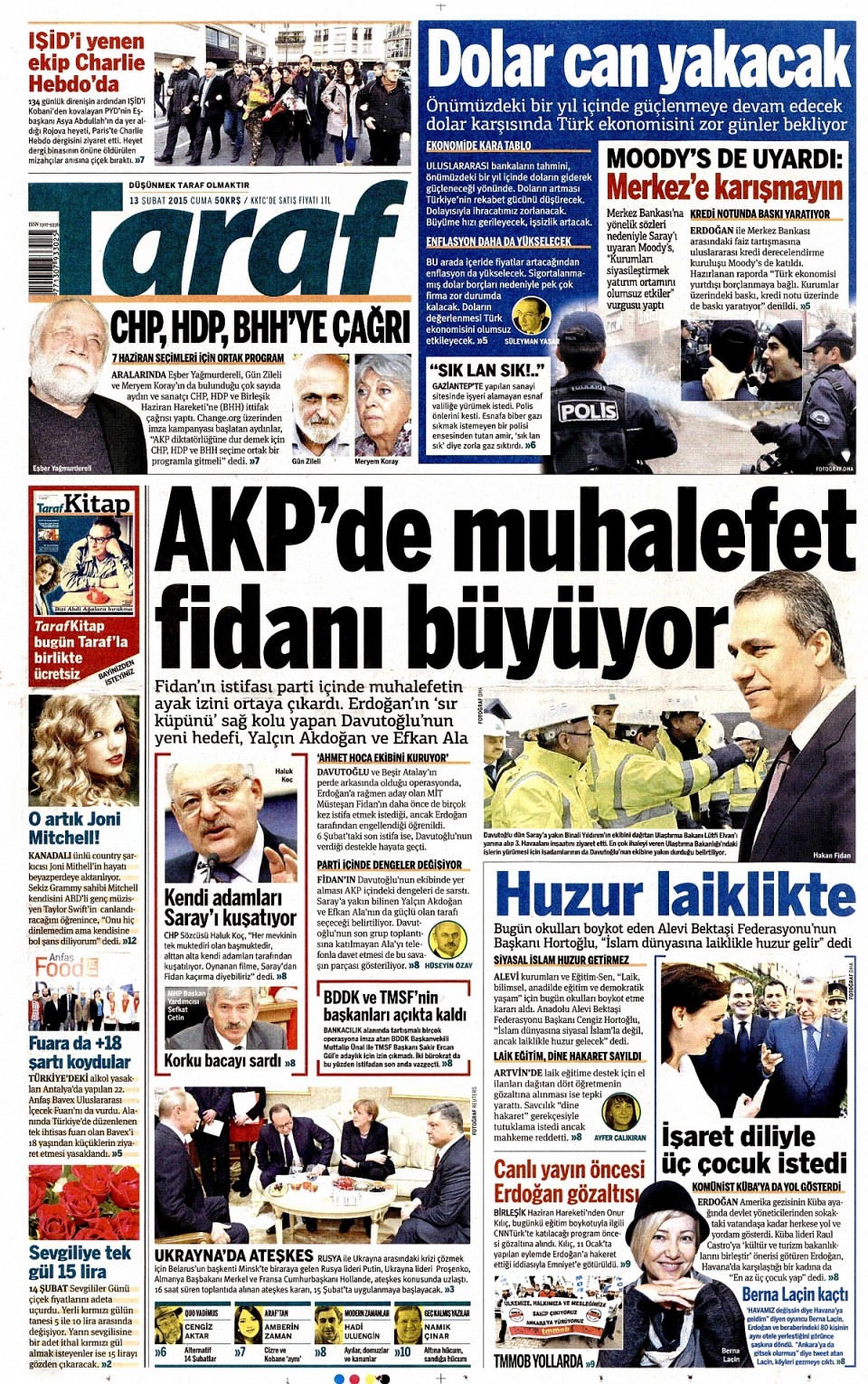 13 Şubat 2015 gazete manşetleri 14
