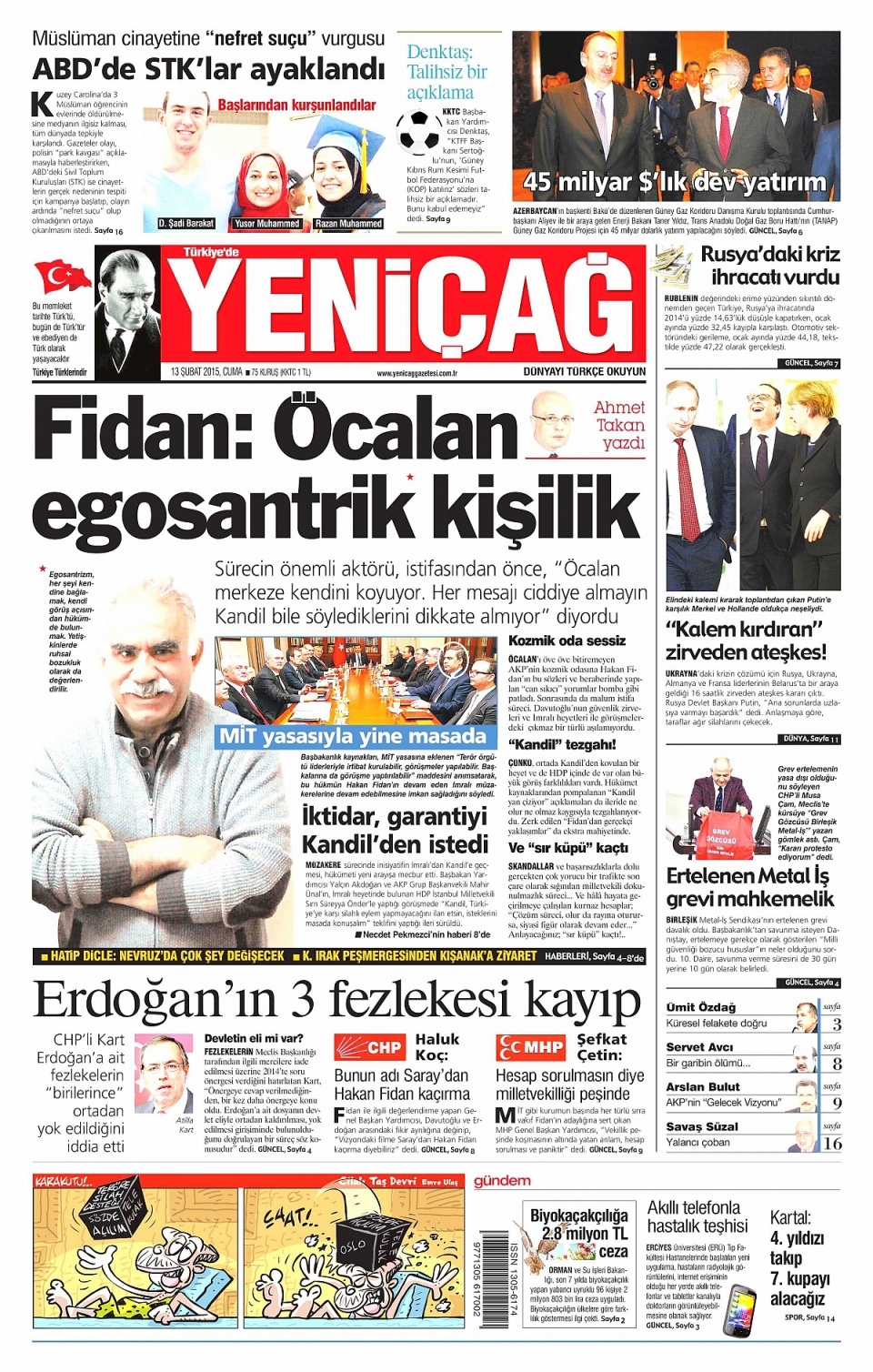 13 Şubat 2015 gazete manşetleri 15