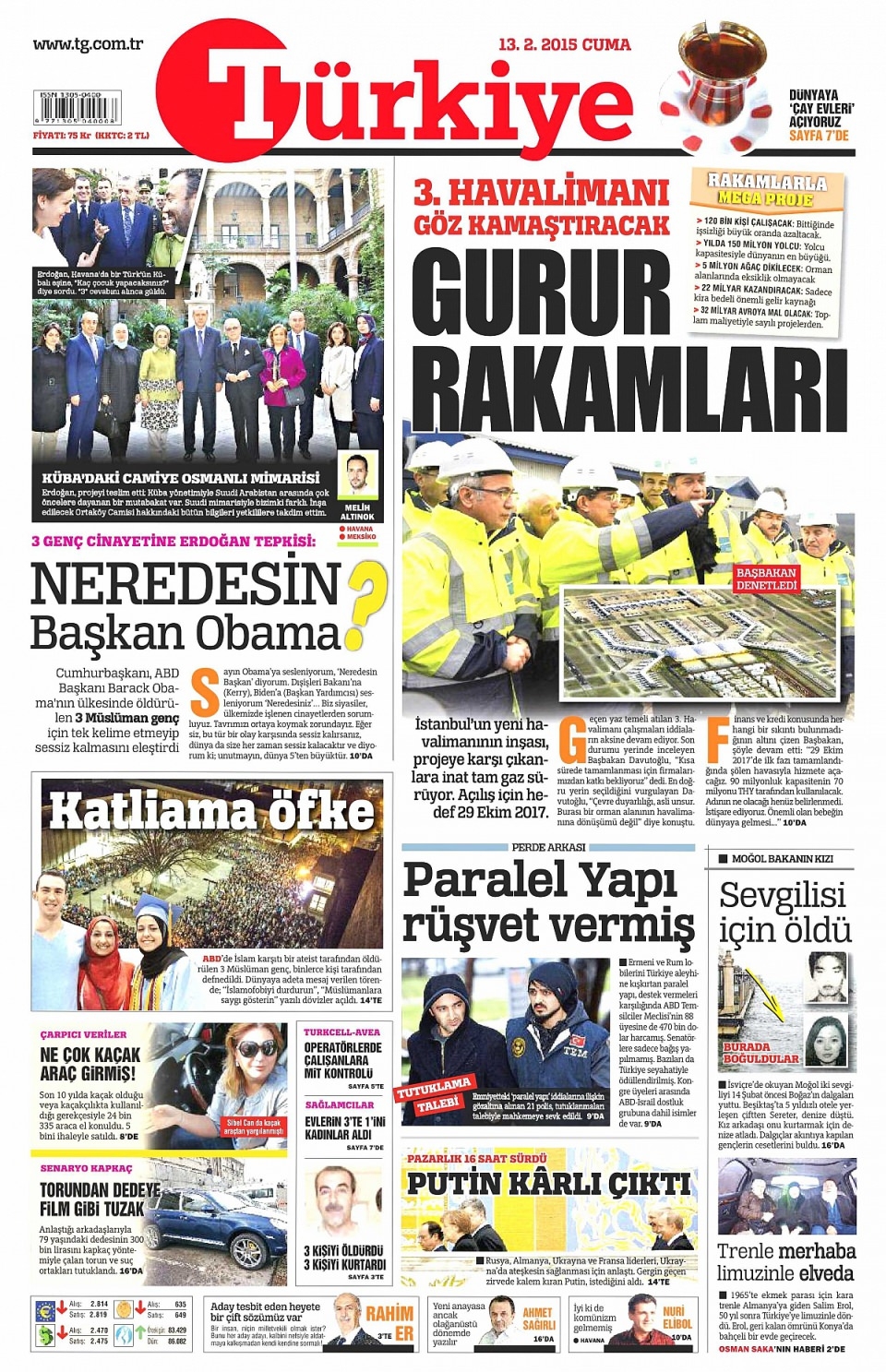 13 Şubat 2015 gazete manşetleri 16