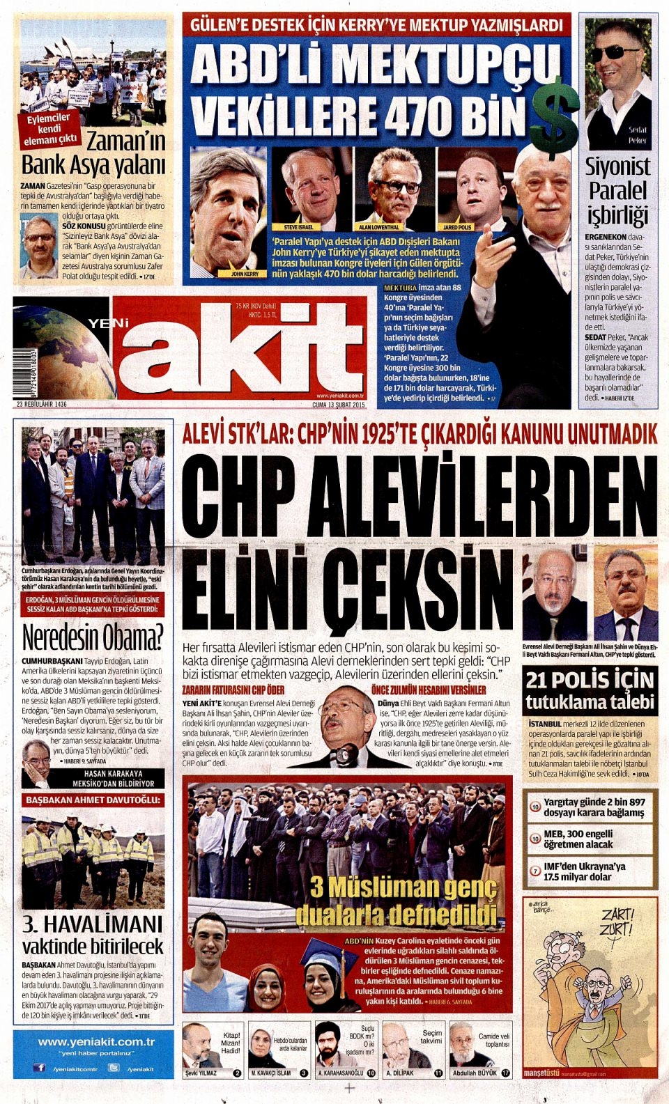 13 Şubat 2015 gazete manşetleri 19