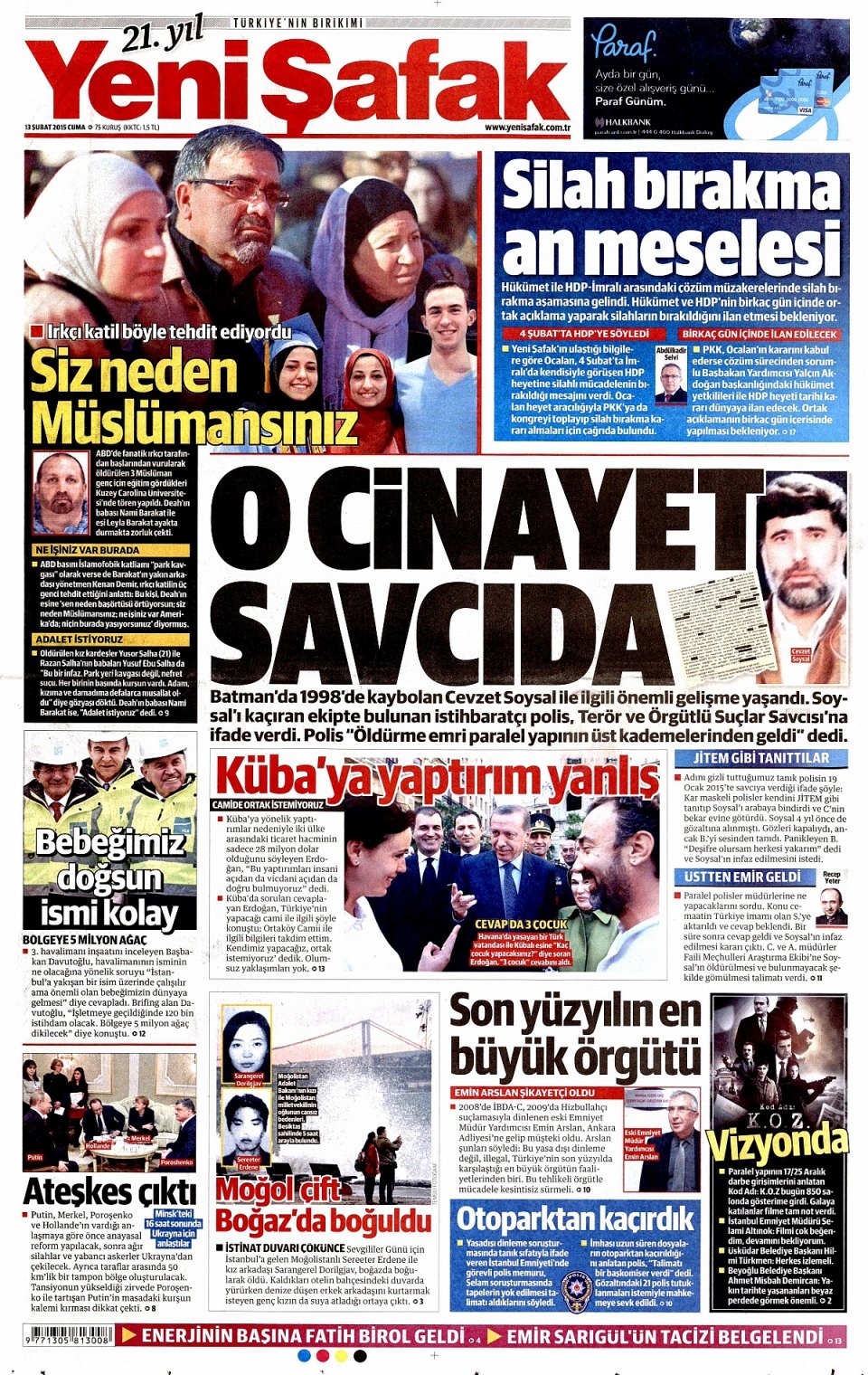 13 Şubat 2015 gazete manşetleri 20