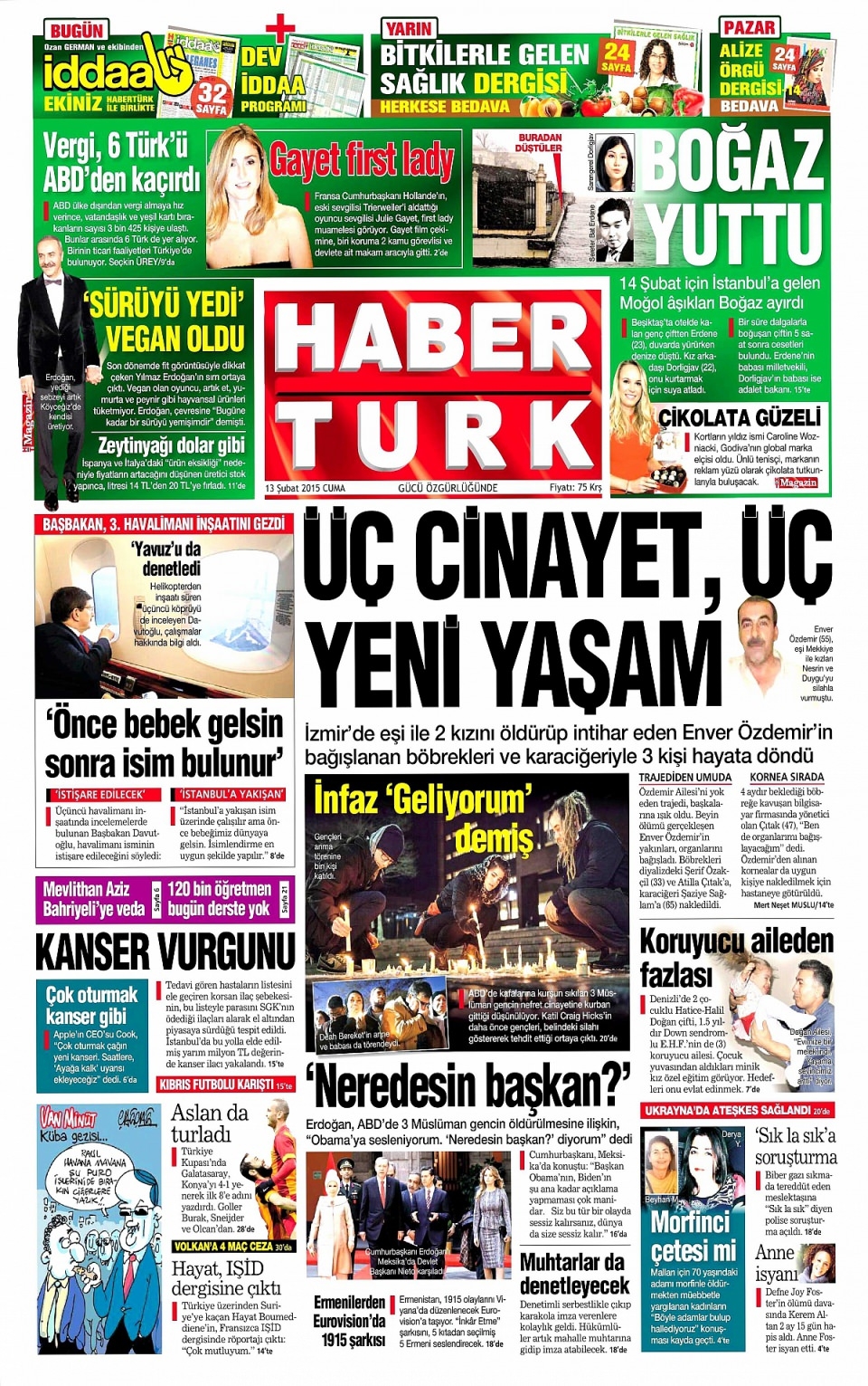 13 Şubat 2015 gazete manşetleri 5