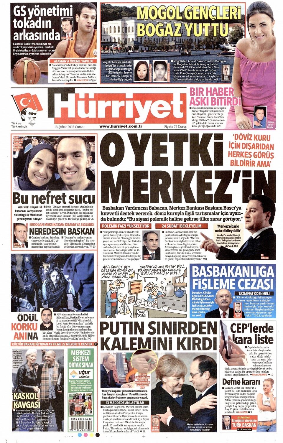 13 Şubat 2015 gazete manşetleri 6