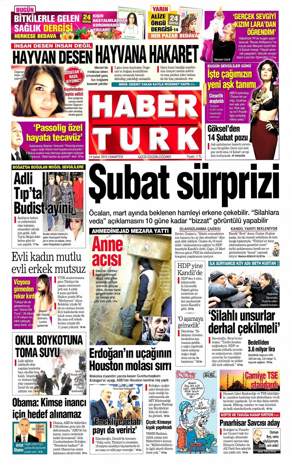 14 Şubat 2015 Gazete manşetleri 2
