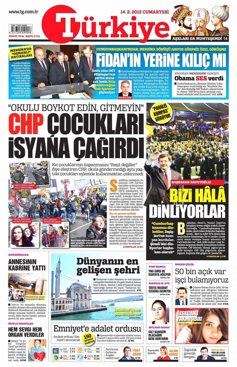 14 Şubat 2015 Gazete manşetleri 7