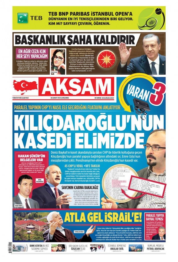 18 Şubat 2015 gazete manşetleri 1