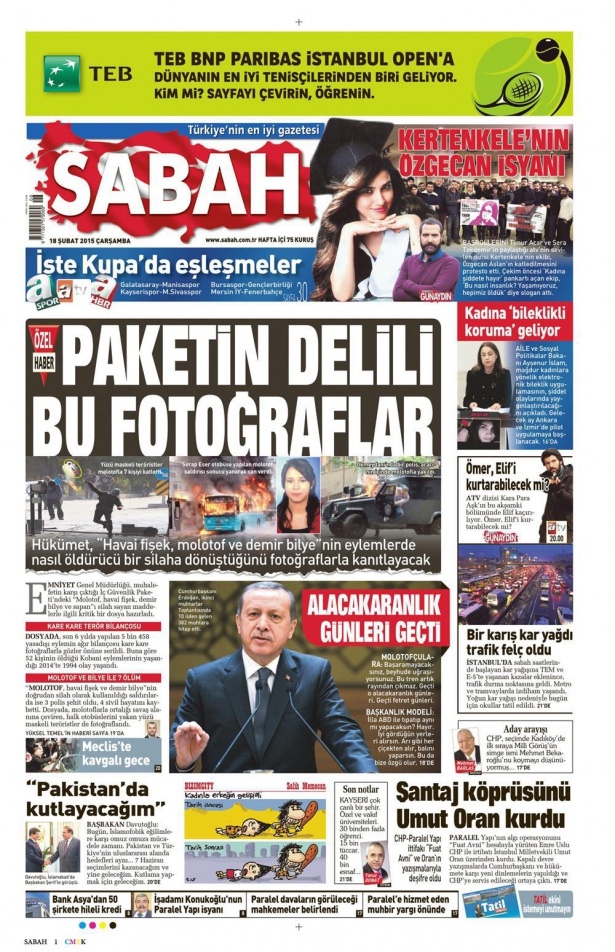 18 Şubat 2015 gazete manşetleri 11