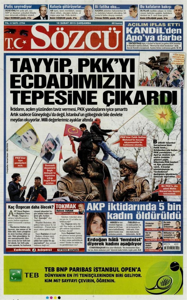 18 Şubat 2015 gazete manşetleri 12