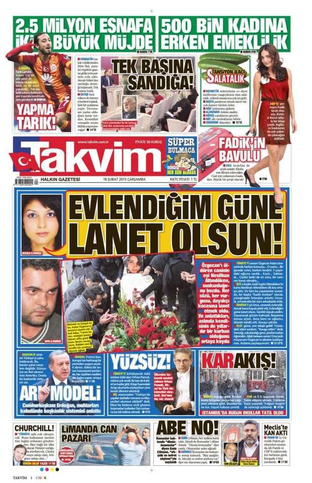 18 Şubat 2015 gazete manşetleri 14