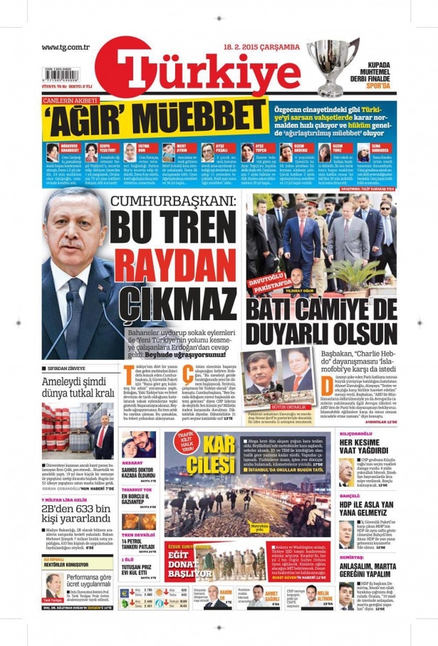 18 Şubat 2015 gazete manşetleri 16