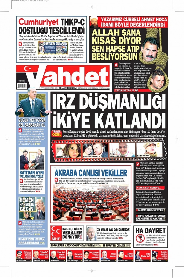 18 Şubat 2015 gazete manşetleri 17