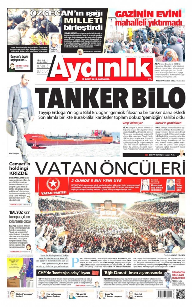18 Şubat 2015 gazete manşetleri 2