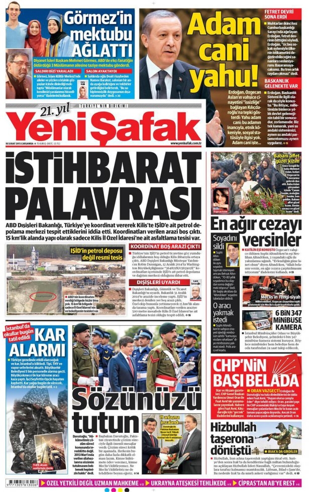 18 Şubat 2015 gazete manşetleri 22