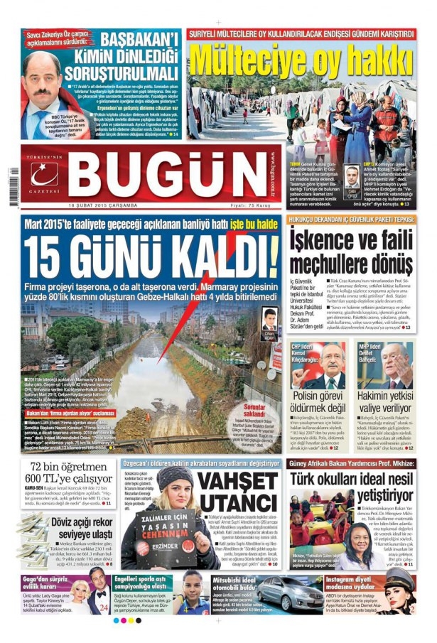 18 Şubat 2015 gazete manşetleri 27