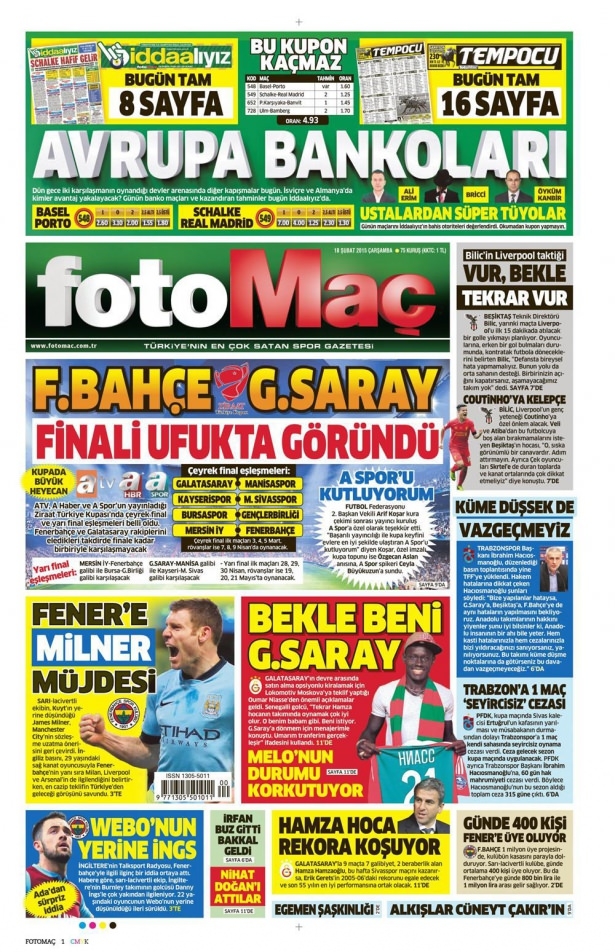 18 Şubat 2015 gazete manşetleri 31