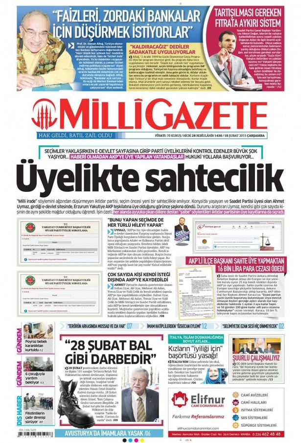 18 Şubat 2015 gazete manşetleri 7