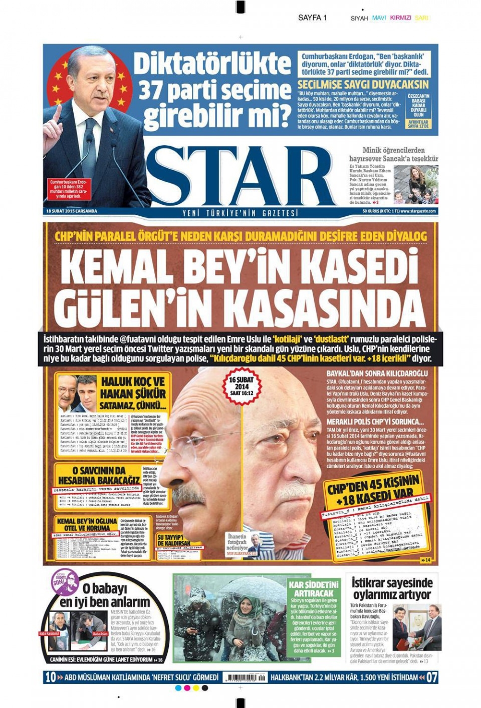 20 Şubat 2015 gazete manşetleri 12