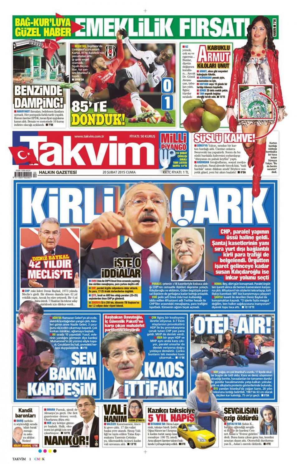 20 Şubat 2015 gazete manşetleri 13