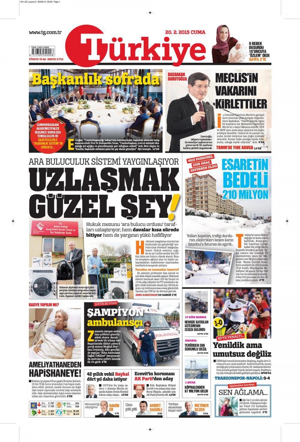 20 Şubat 2015 gazete manşetleri 15