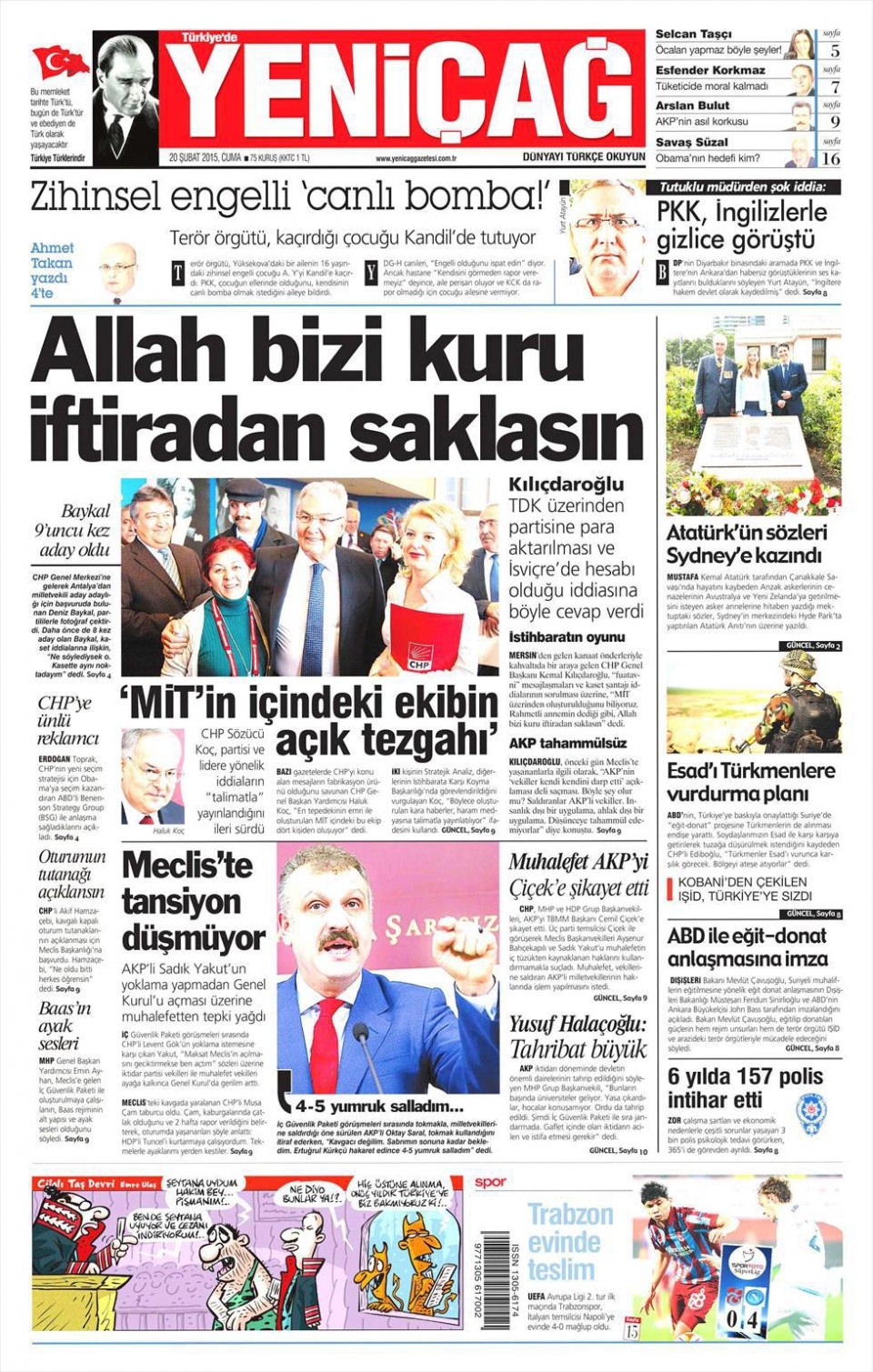 20 Şubat 2015 gazete manşetleri 19