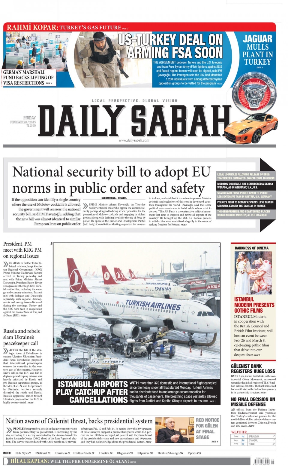 20 Şubat 2015 gazete manşetleri 30