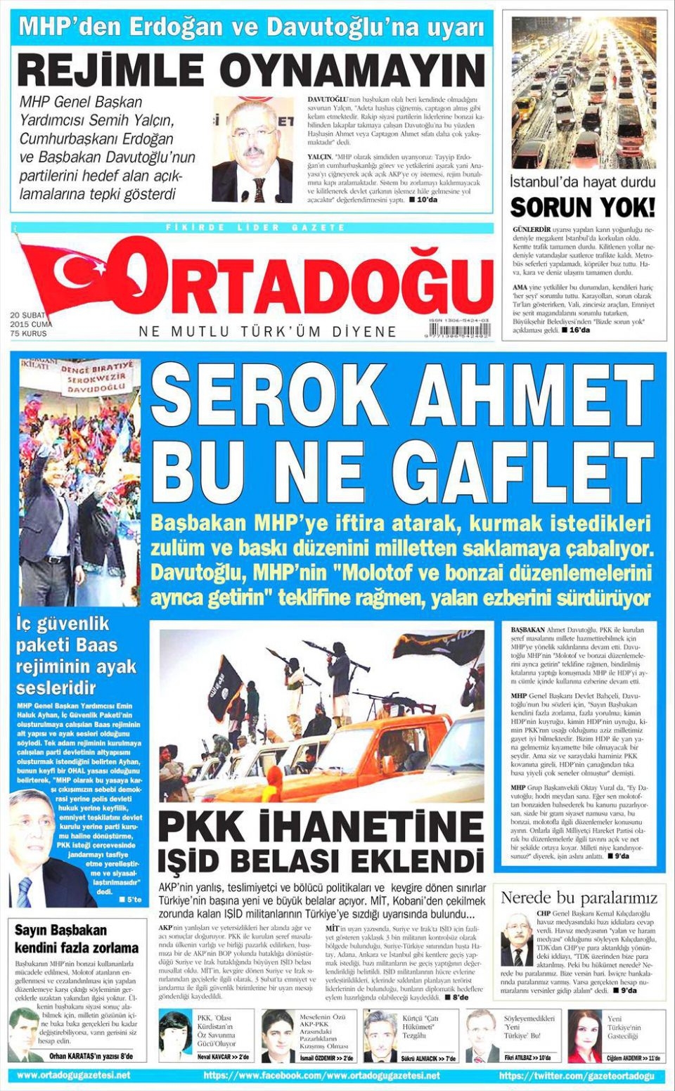 20 Şubat 2015 gazete manşetleri 8