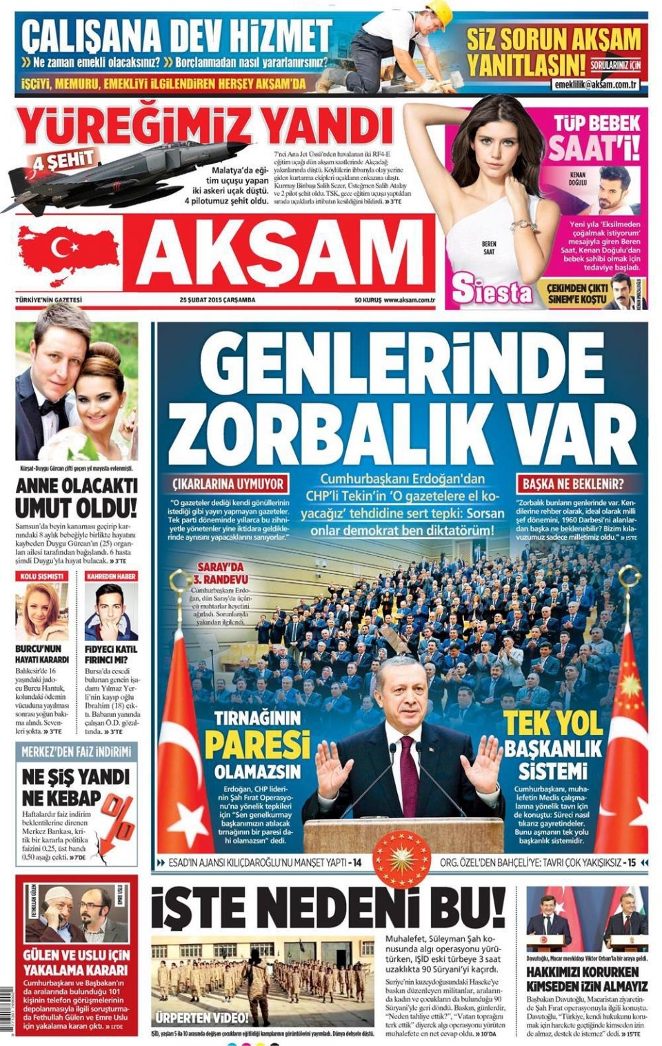 25 Şubat 2015 gazete manşetleri 1