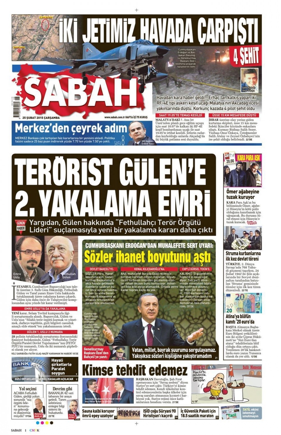 25 Şubat 2015 gazete manşetleri 10