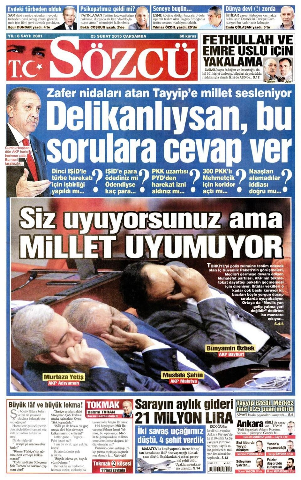 25 Şubat 2015 gazete manşetleri 11