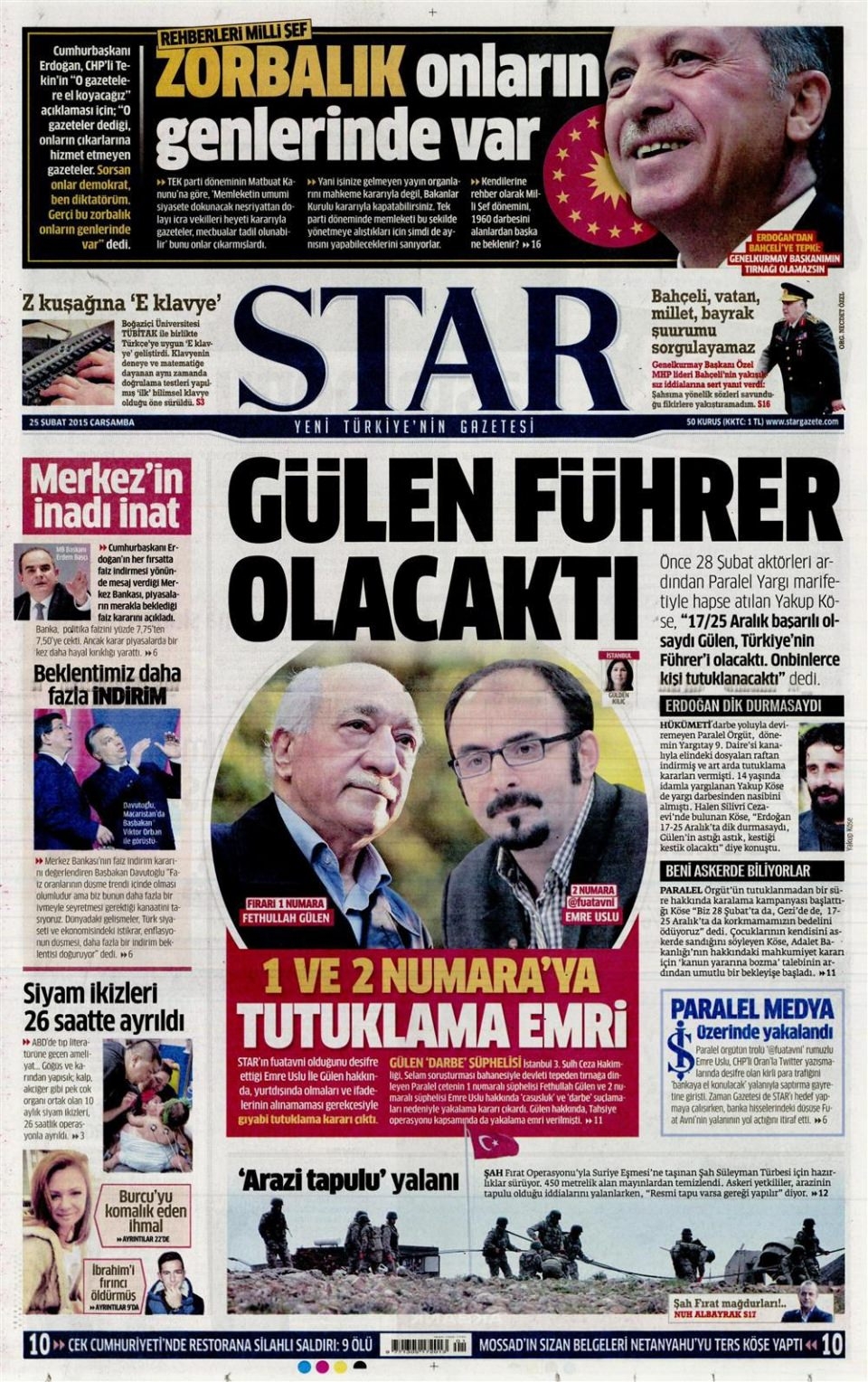 25 Şubat 2015 gazete manşetleri 12