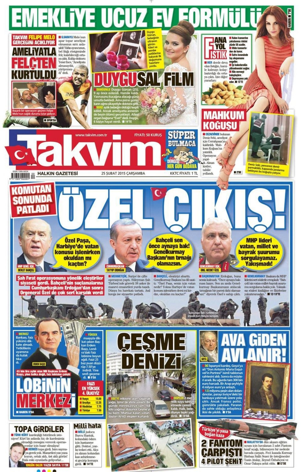 25 Şubat 2015 gazete manşetleri 13