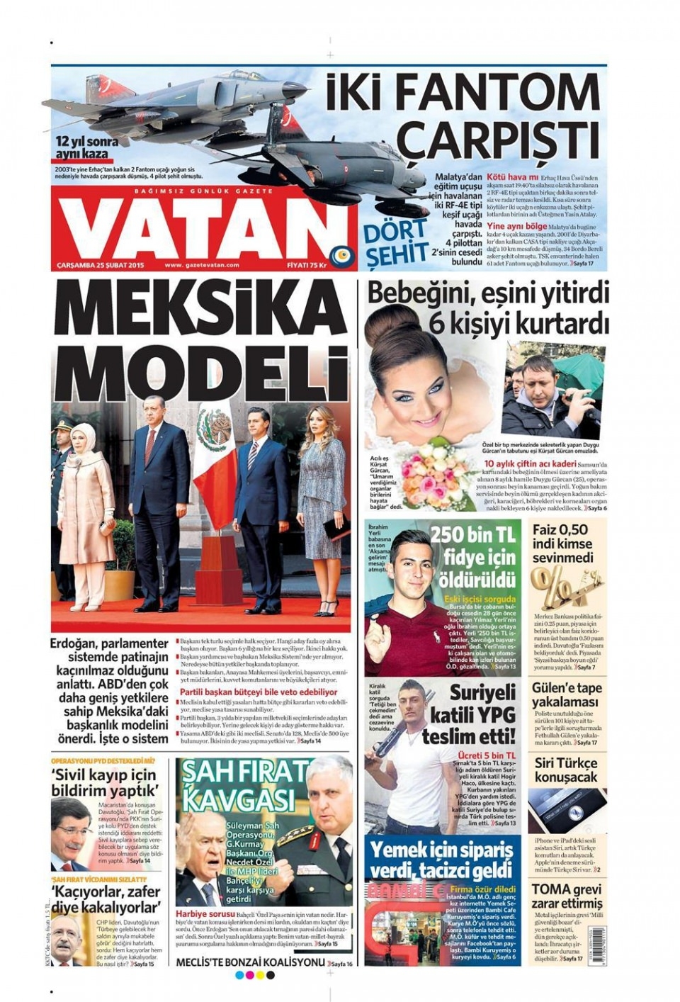 25 Şubat 2015 gazete manşetleri 17