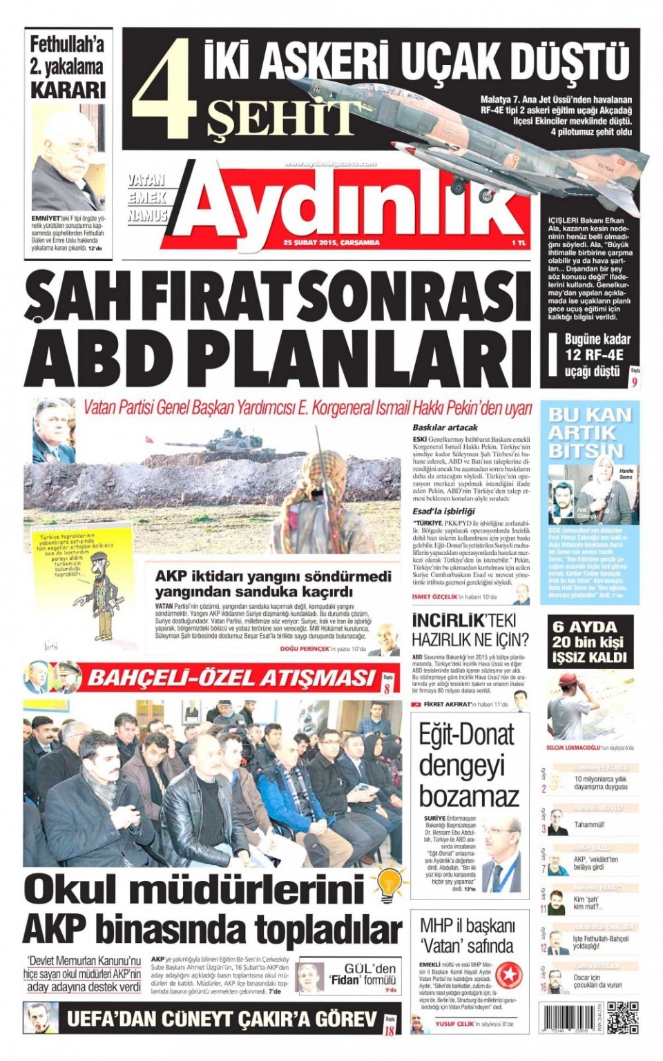 25 Şubat 2015 gazete manşetleri 2