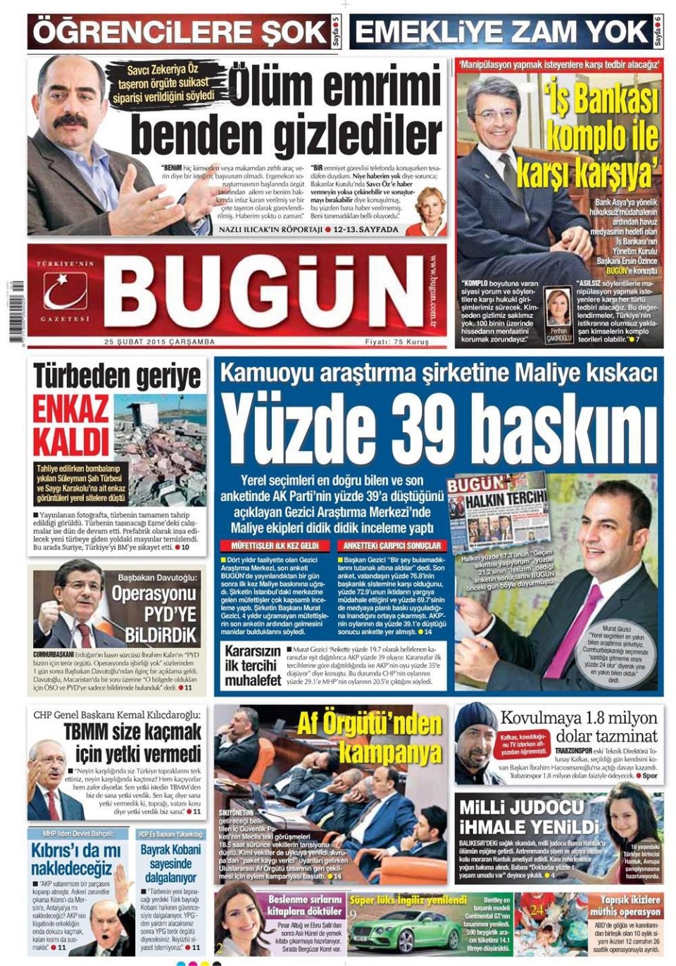 25 Şubat 2015 gazete manşetleri 24