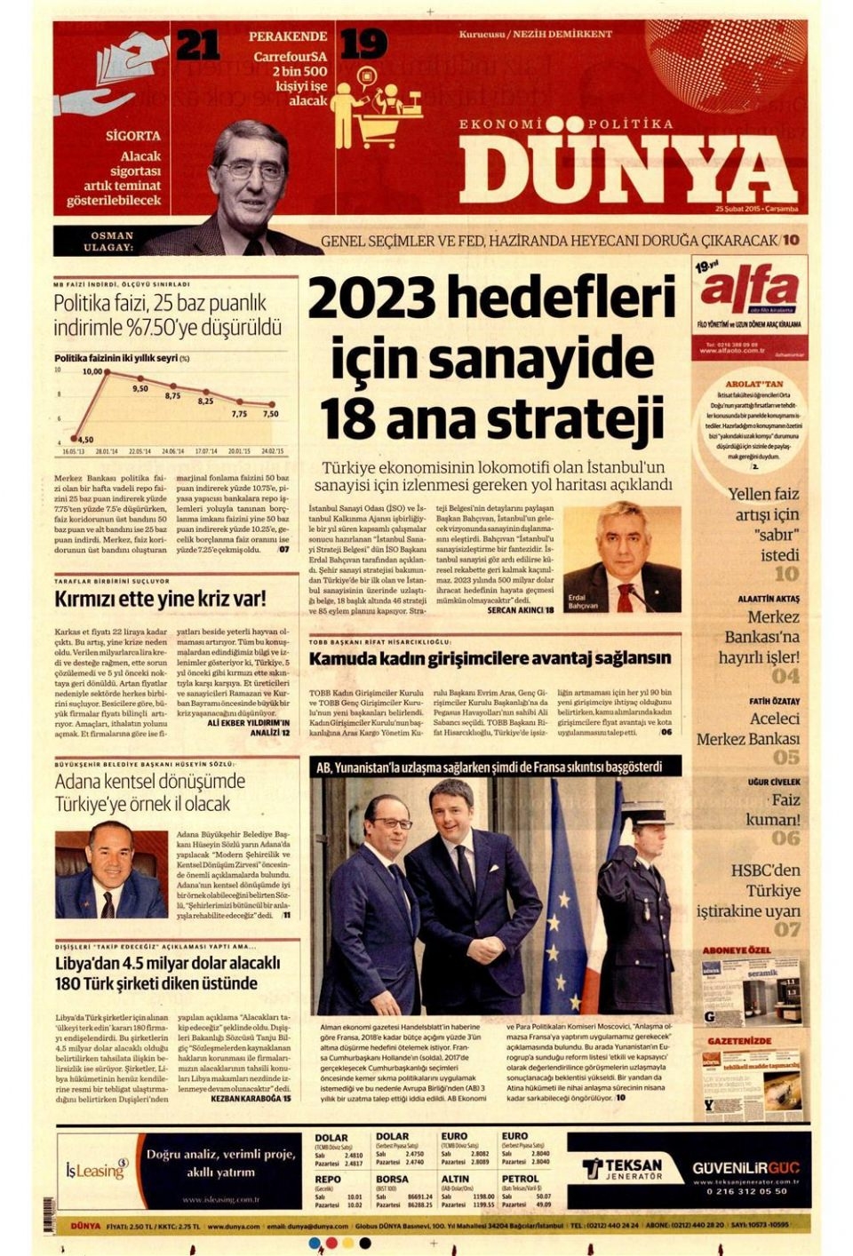 25 Şubat 2015 gazete manşetleri 26