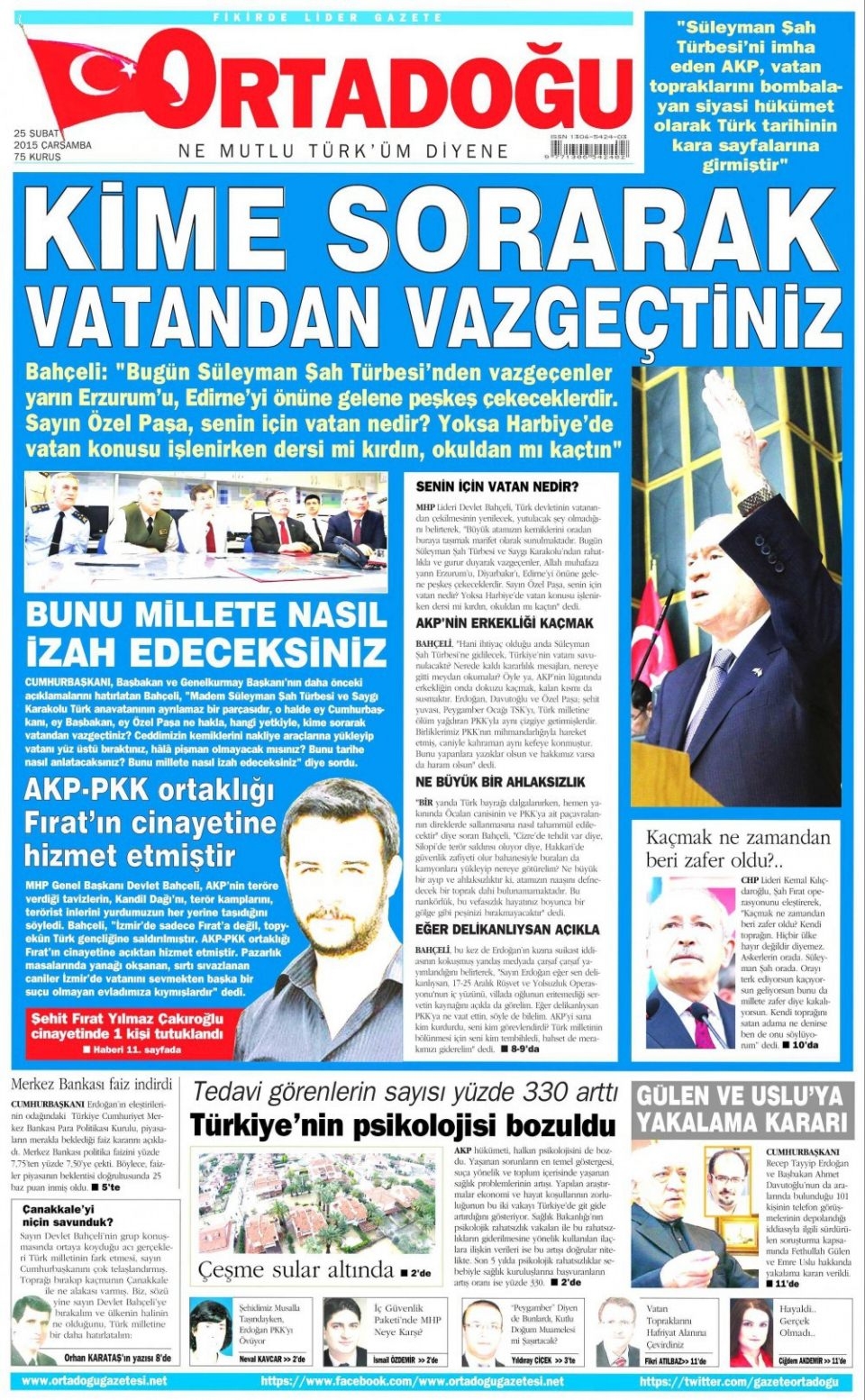 25 Şubat 2015 gazete manşetleri 9